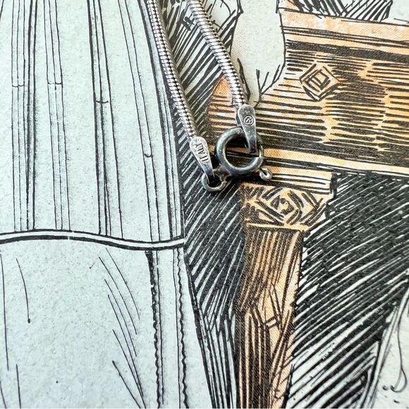 Vintage Sterling Silver Pendant Necklace w/ Rope Chain - Picture 2 of 4